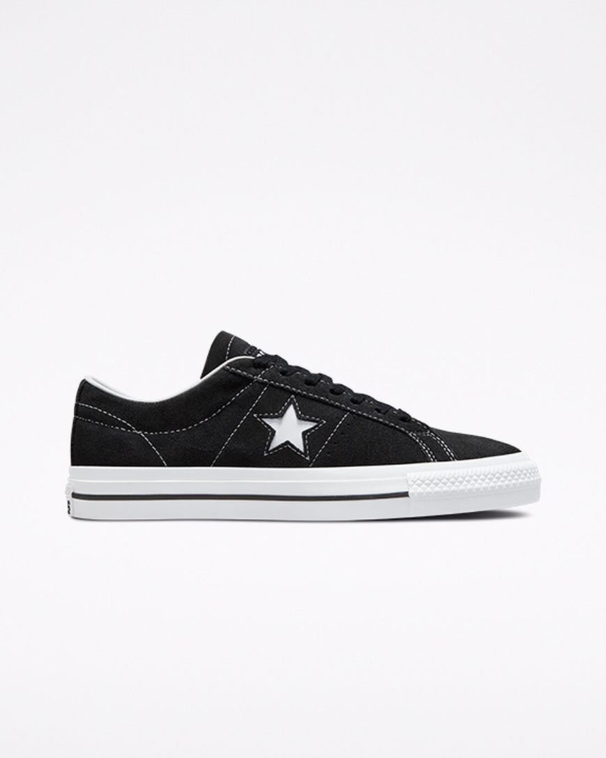 Men\'s Converse CONS One Star Pro Suede Skate Shoes Black / White | AU 841CEA